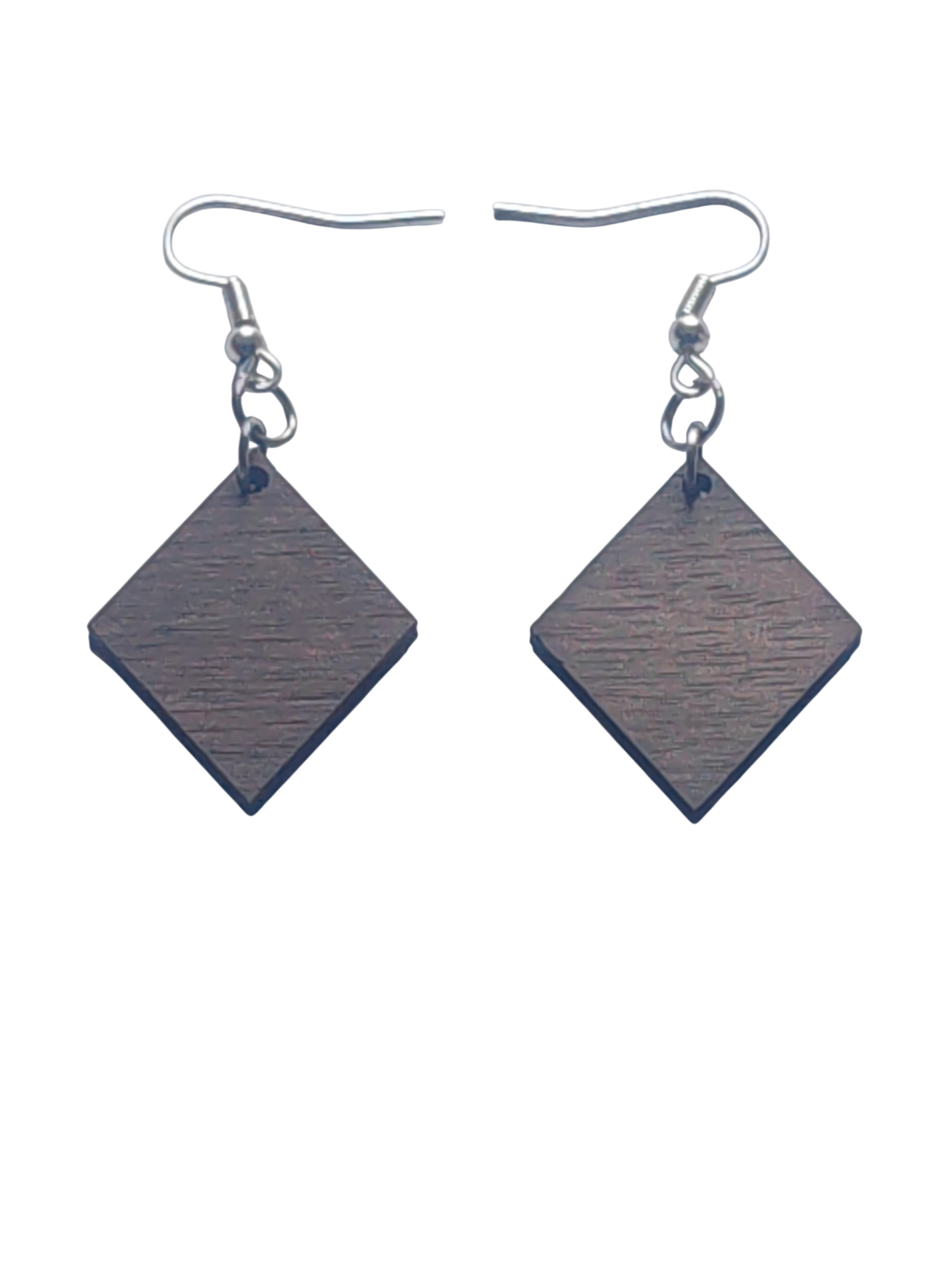 Walnut Veneer Earrings – Diamond Shape Wooden Dangles