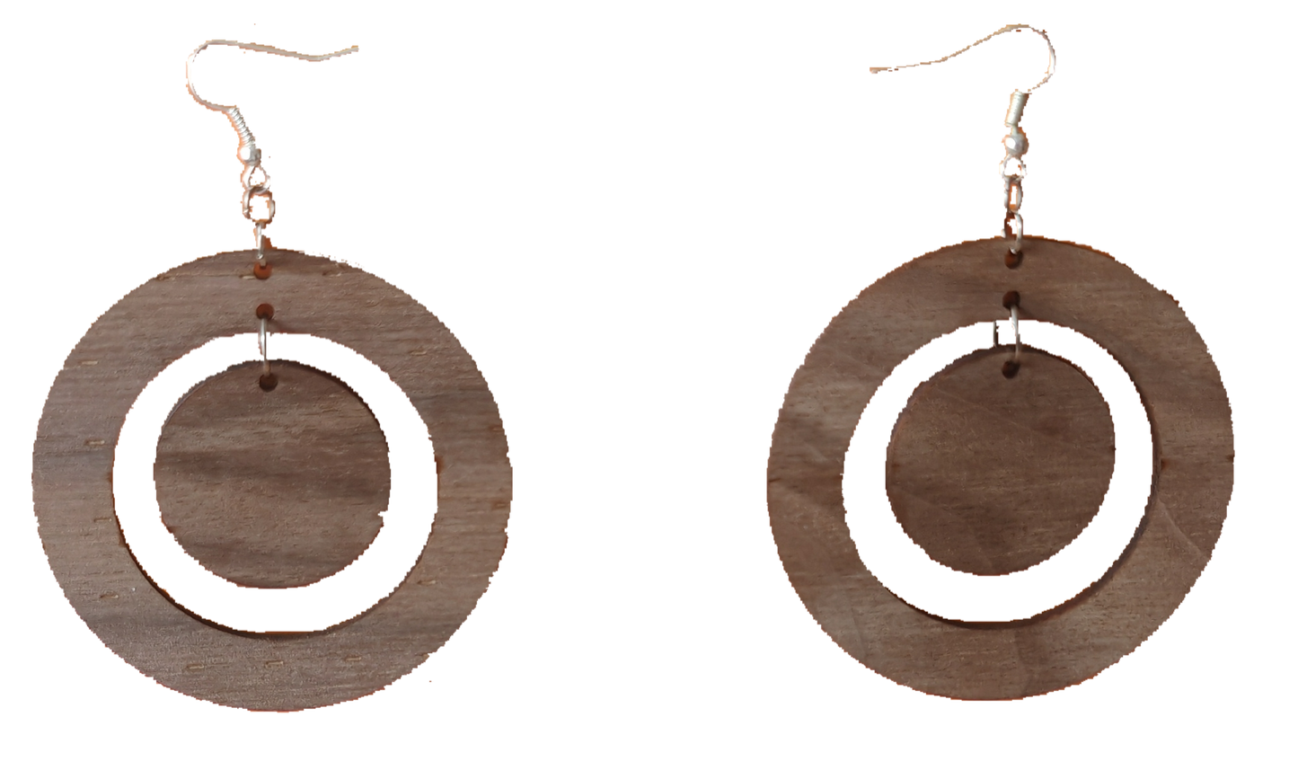 Circle Walnut Earring