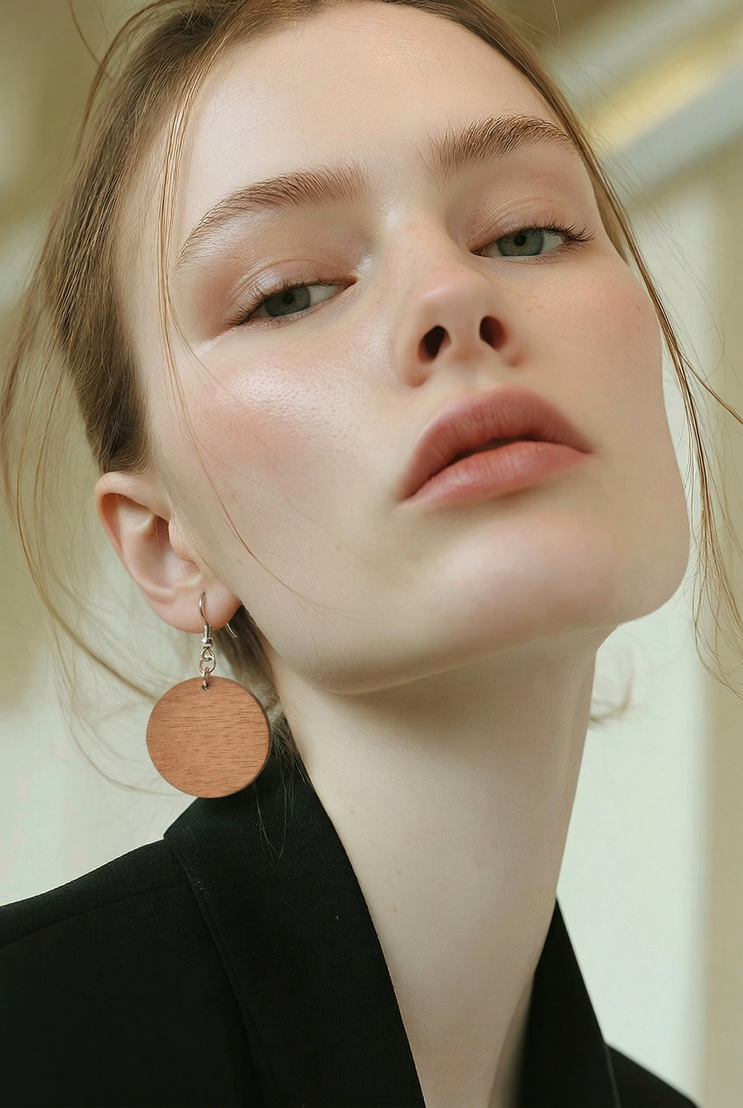 Walnut Veneer Earrings – Classic Circle Wooden Dangles