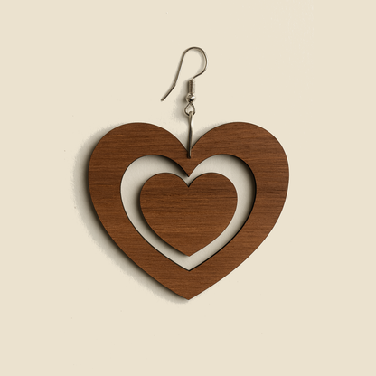 Heart Walnut Earrings