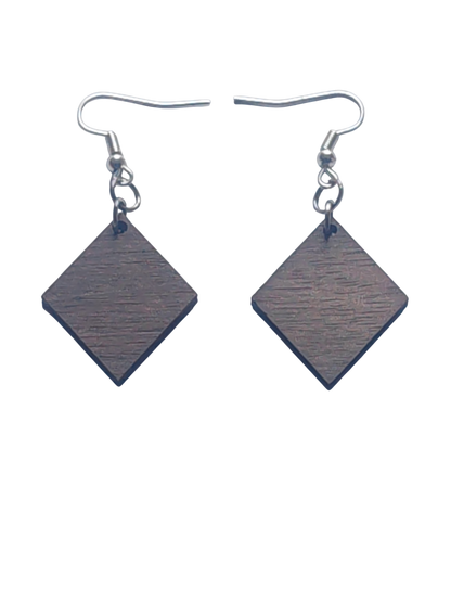 Walnut Veneer Earrings – Diamond Shape Wooden Dangles