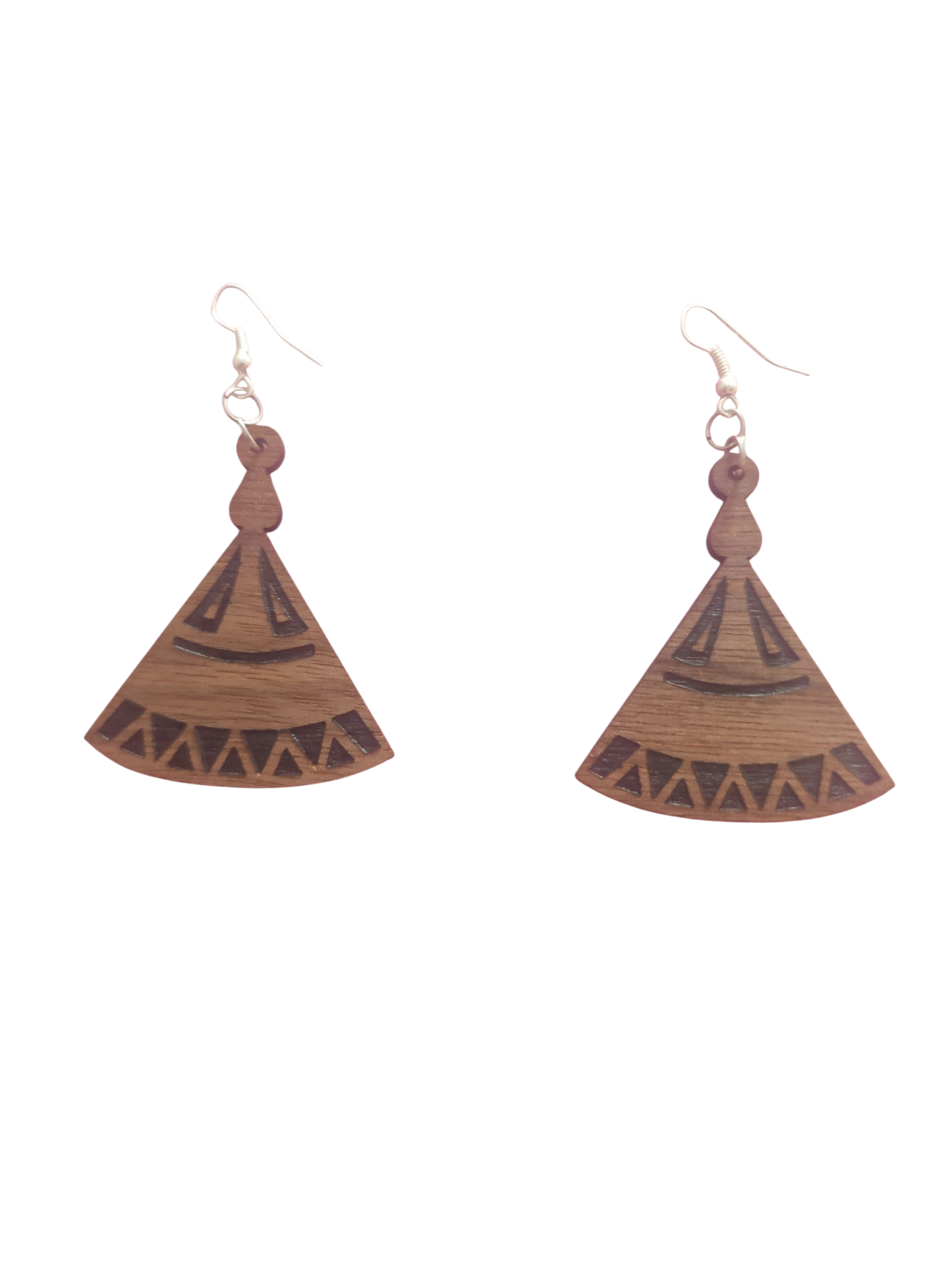 Walnut Veneer Earrings – Laser‑Cut Mokorotlo Hat Design, Hand‑Finished Wooden Dangles