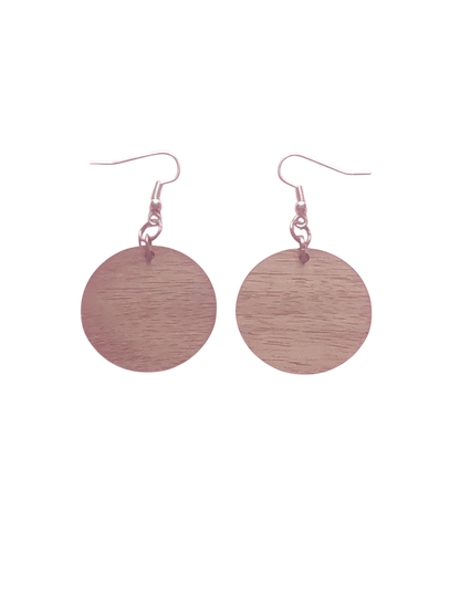 Walnut Veneer Earrings – Classic Circle Wooden Dangles
