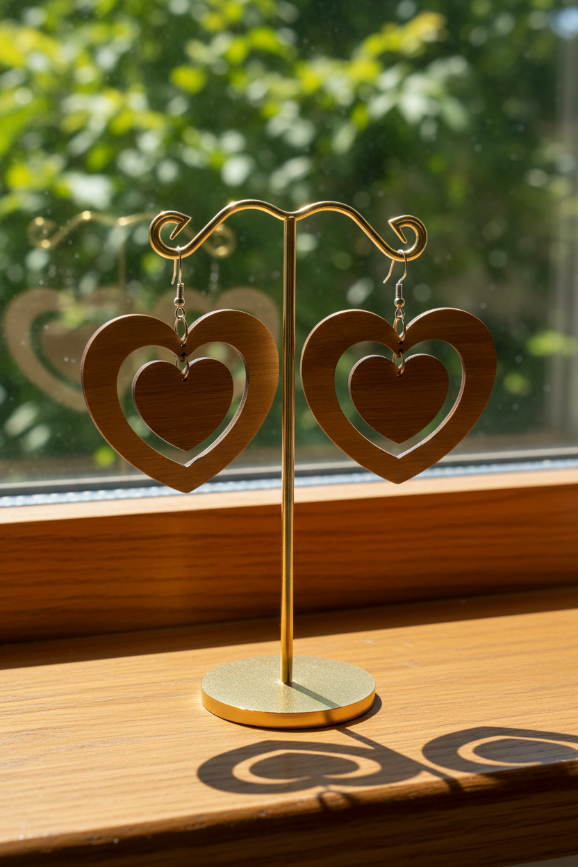 Heart Walnut Earrings