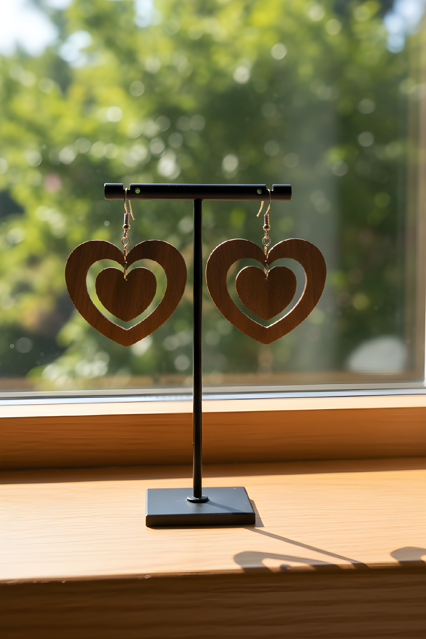Heart Walnut Earrings