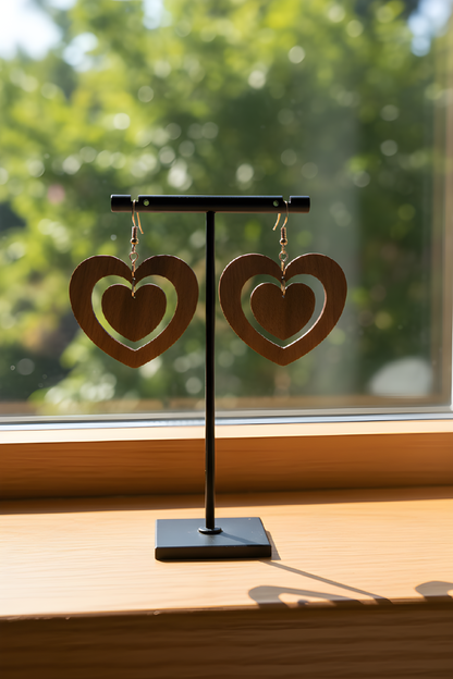 Heart Walnut Earrings