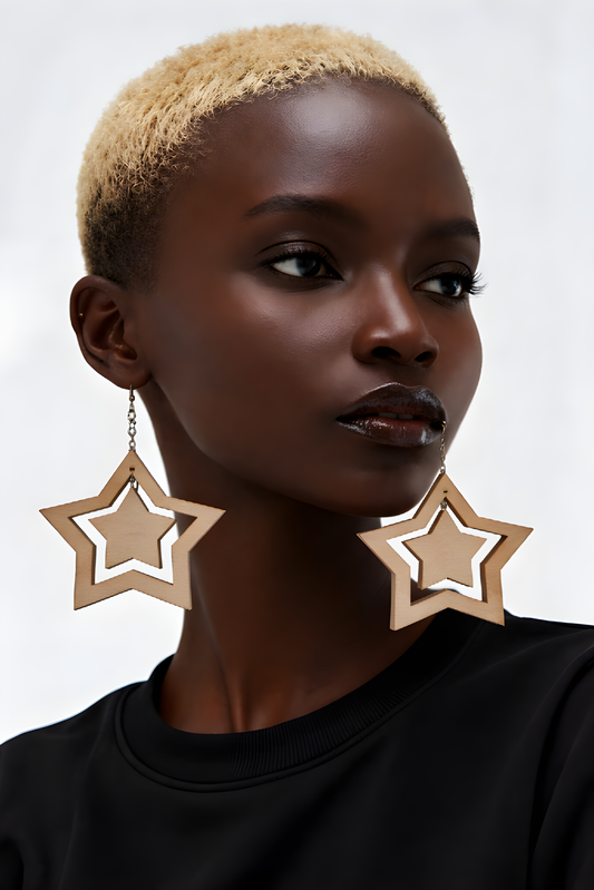Star Walnut Earring