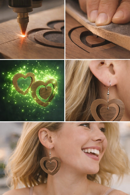 Heart Walnut Earrings