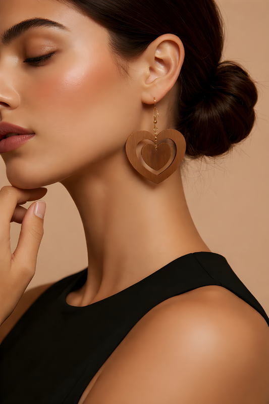 Heart Walnut Earrings