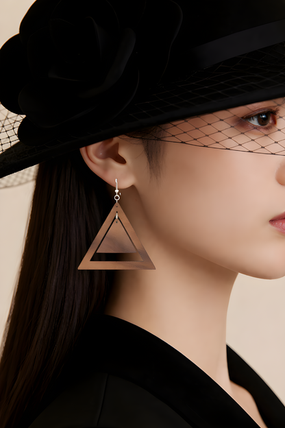 Traingle Up Walnut Earring