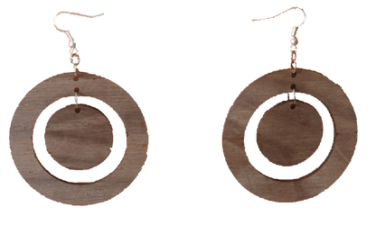 Circle Walnut Earring