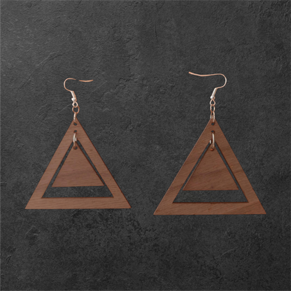 Traingle Up Walnut Earring